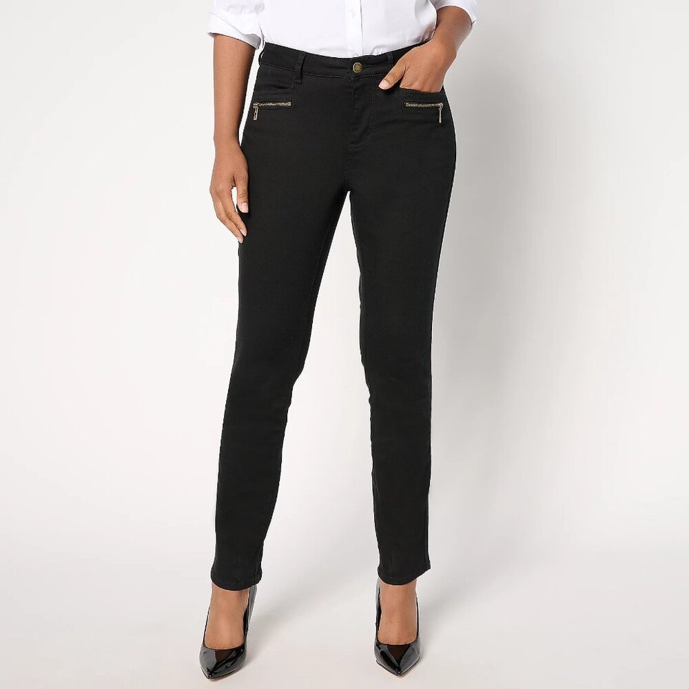 Belle by Kim Gravel Pet TripleLuxe Twill Hip Zip Slim Leg Jean - Sz 12P a689731